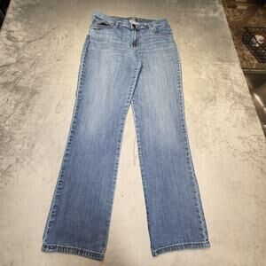 Lee Jeans Womens 12 Long Blue Medium Wash Straight Relaxed 5-Pocket Denim